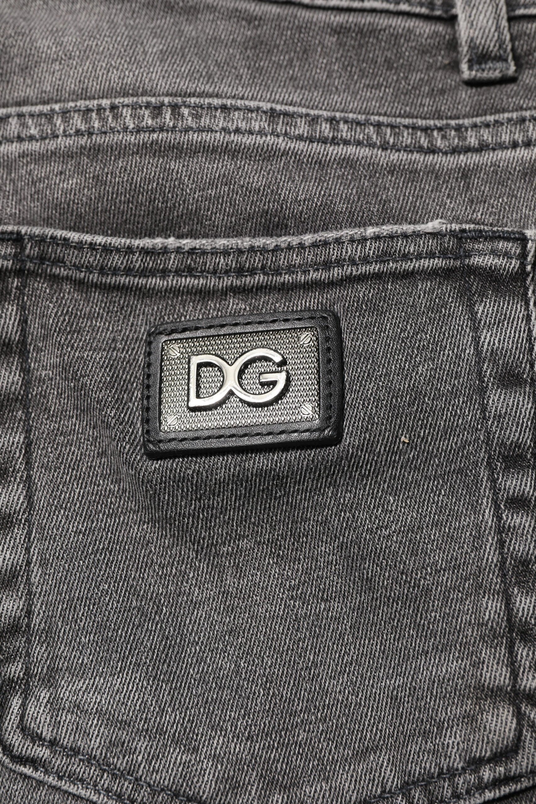 Dolce & Gabbana Gray Cotton Logo Plaque Men Denim Jeans by Dolce & Gabbana