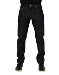 Dolce & Gabbana Dark Blue Cotton Logo Plaque Men Denim Jeans by Dolce & Gabbana