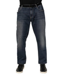 Dolce & Gabbana Blue Cotton Logo Plaque Slim Denim Jeans by Dolce & Gabbana