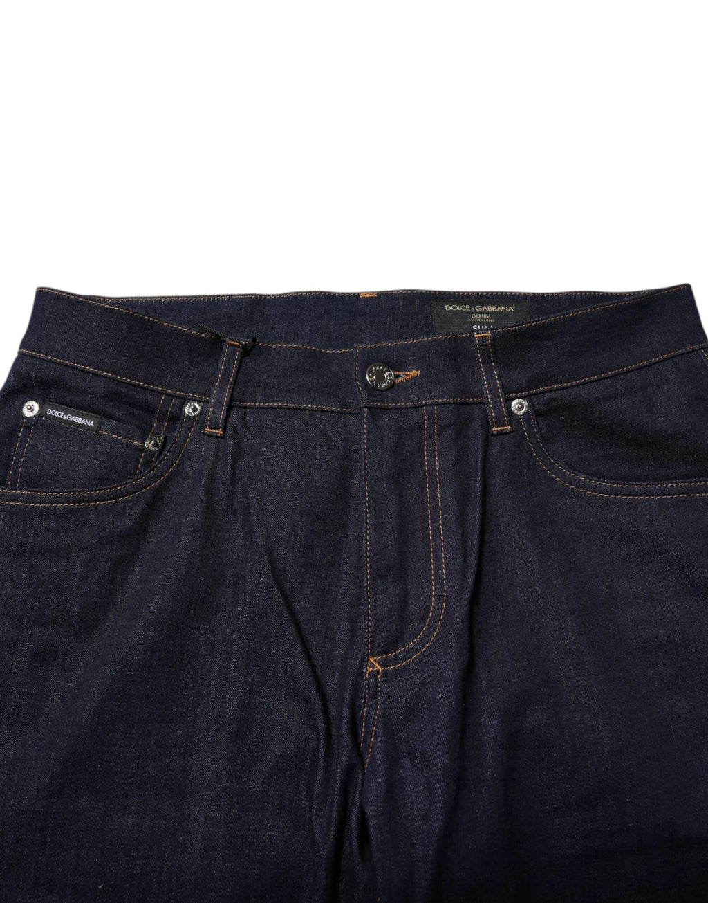 Dolce & Gabbana Dark Blue Cotton Logo Slim Fit Men Denim Jeans by Dolce & Gabbana