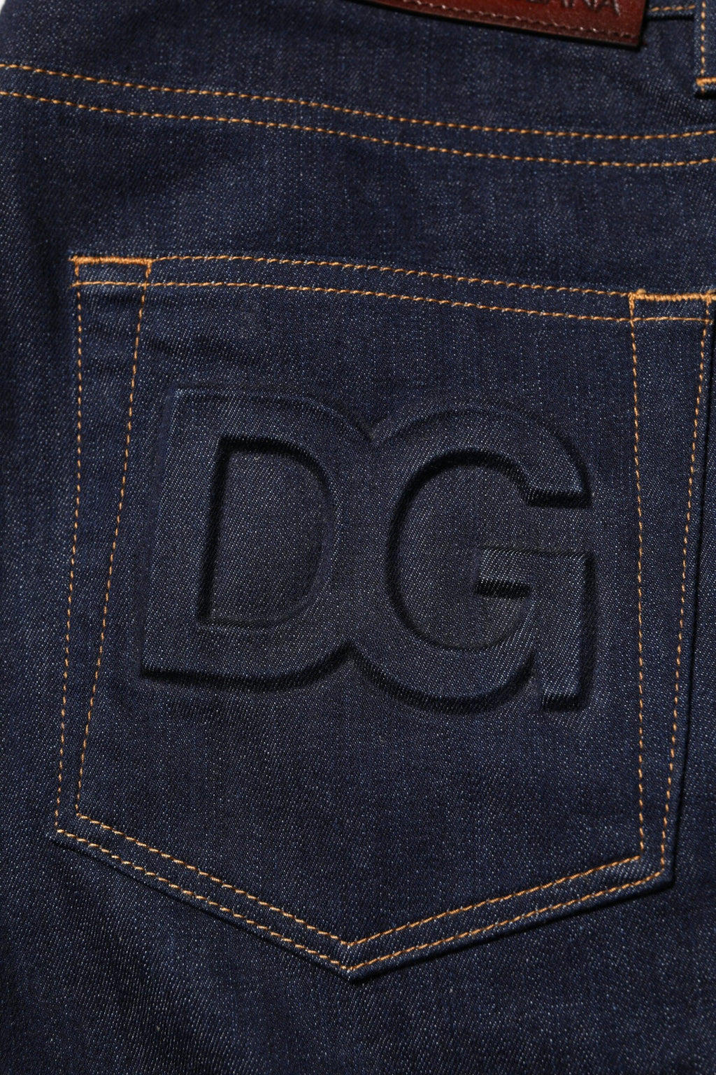 Dolce & Gabbana Dark Blue Cotton Logo Slim Fit Men Denim Jeans by Dolce & Gabbana