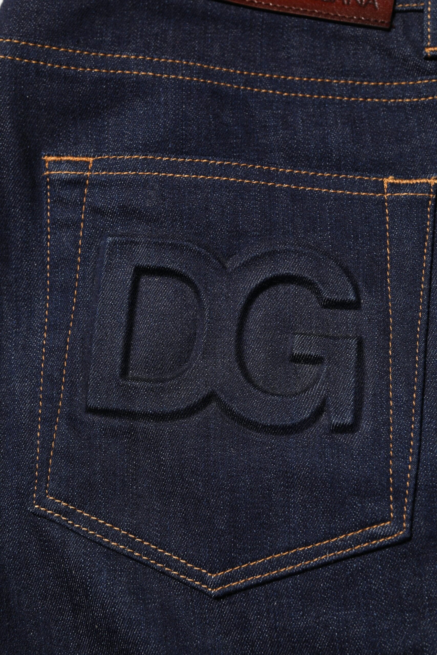 Dolce & Gabbana Dark Blue Cotton Logo Slim Fit Men Denim Jeans by Dolce & Gabbana