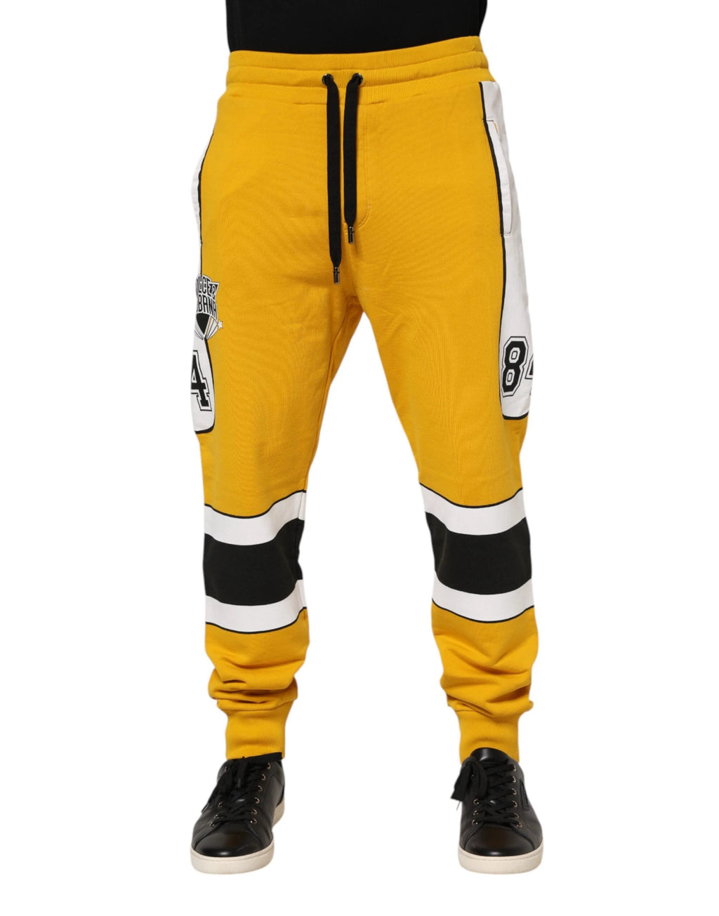 Dolce & Gabbana Yellow Cotton Drawstring Jogger Pants by Dolce & Gabbana