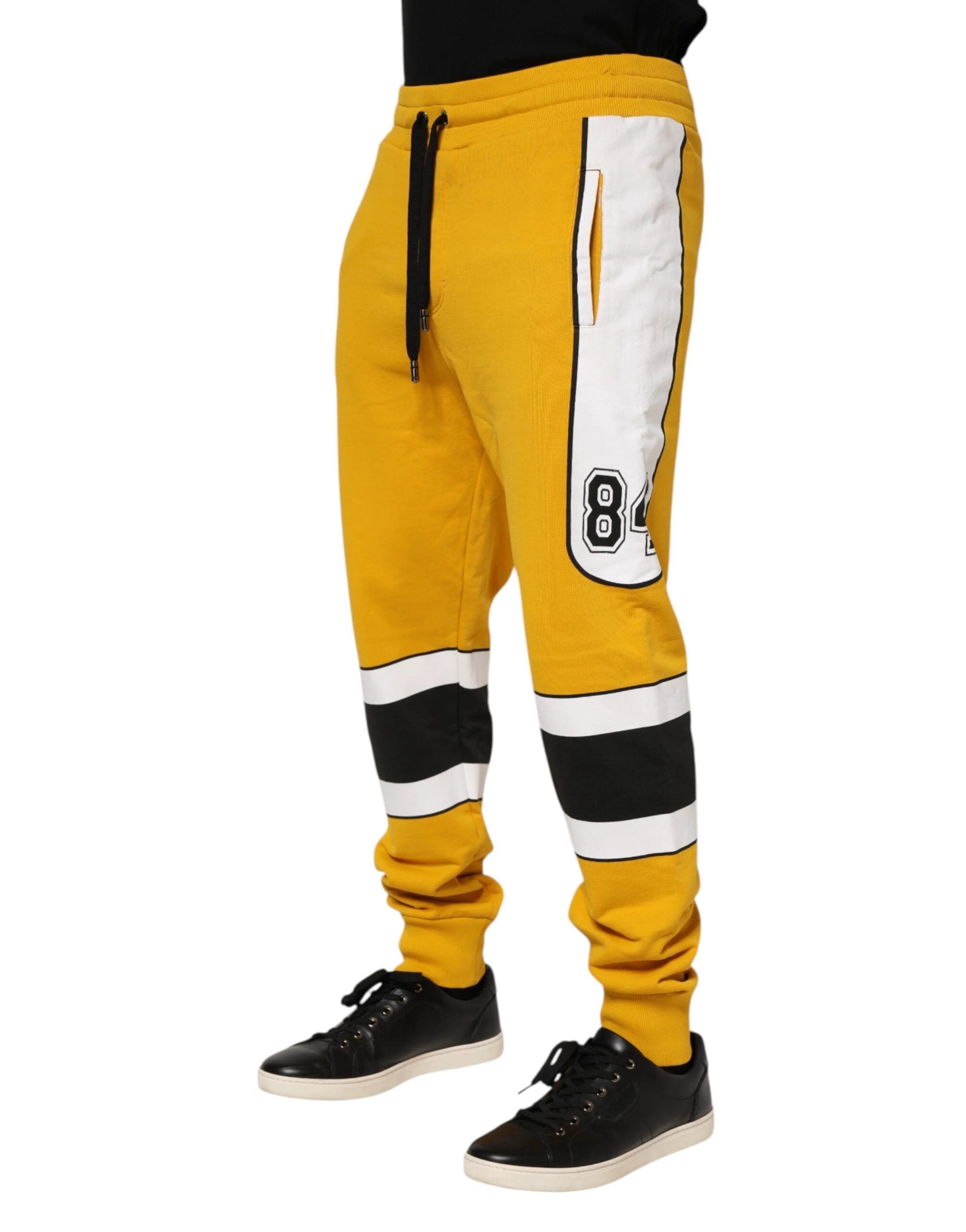 Dolce & Gabbana Yellow Cotton Drawstring Jogger Pants by Dolce & Gabbana