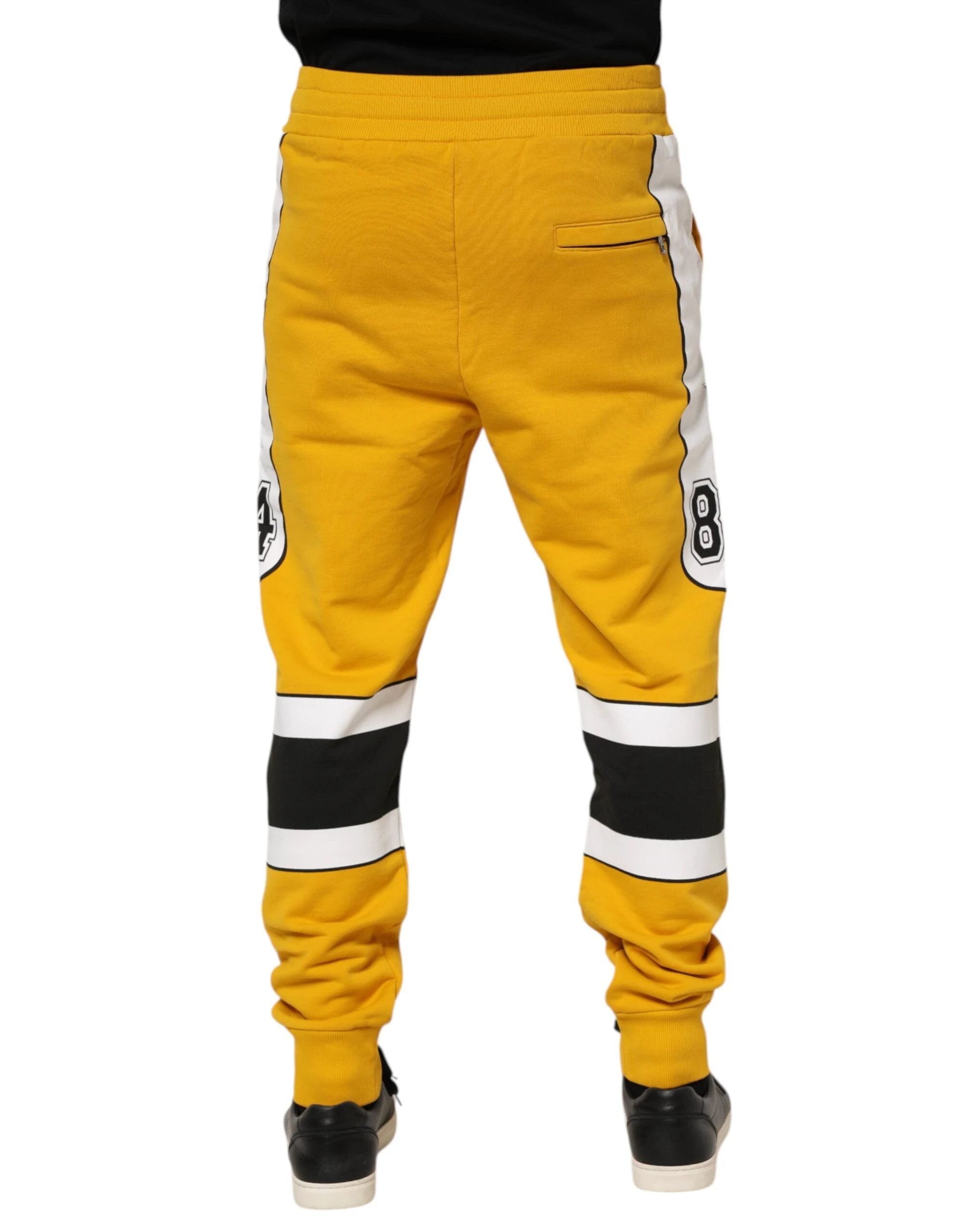 Dolce & Gabbana Yellow Cotton Drawstring Jogger Pants by Dolce & Gabbana