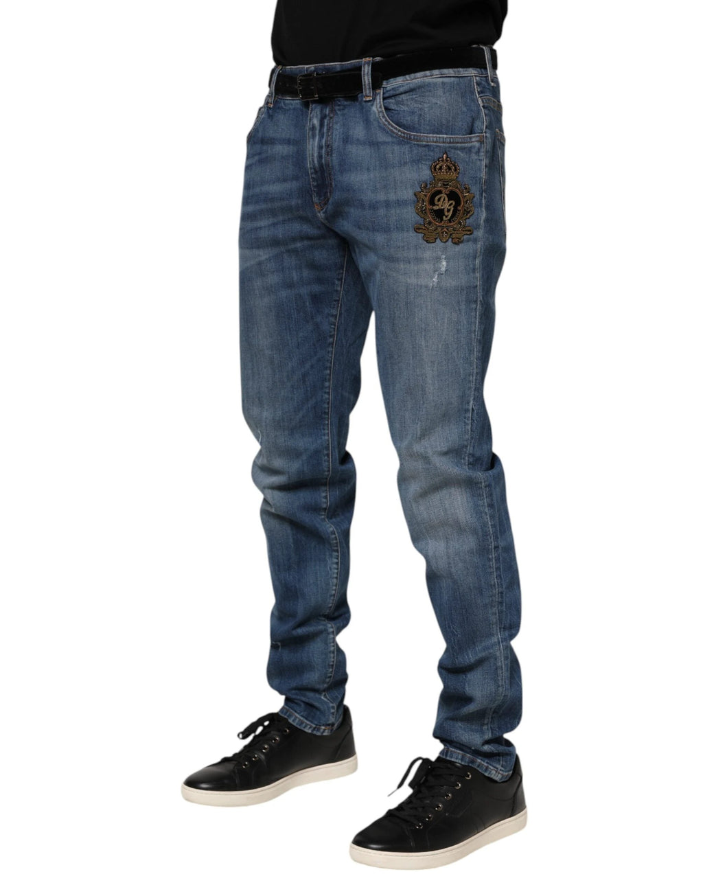 Dolce & Gabbana Blue Logo Embroidery Denim Jeans by Dolce & Gabbana