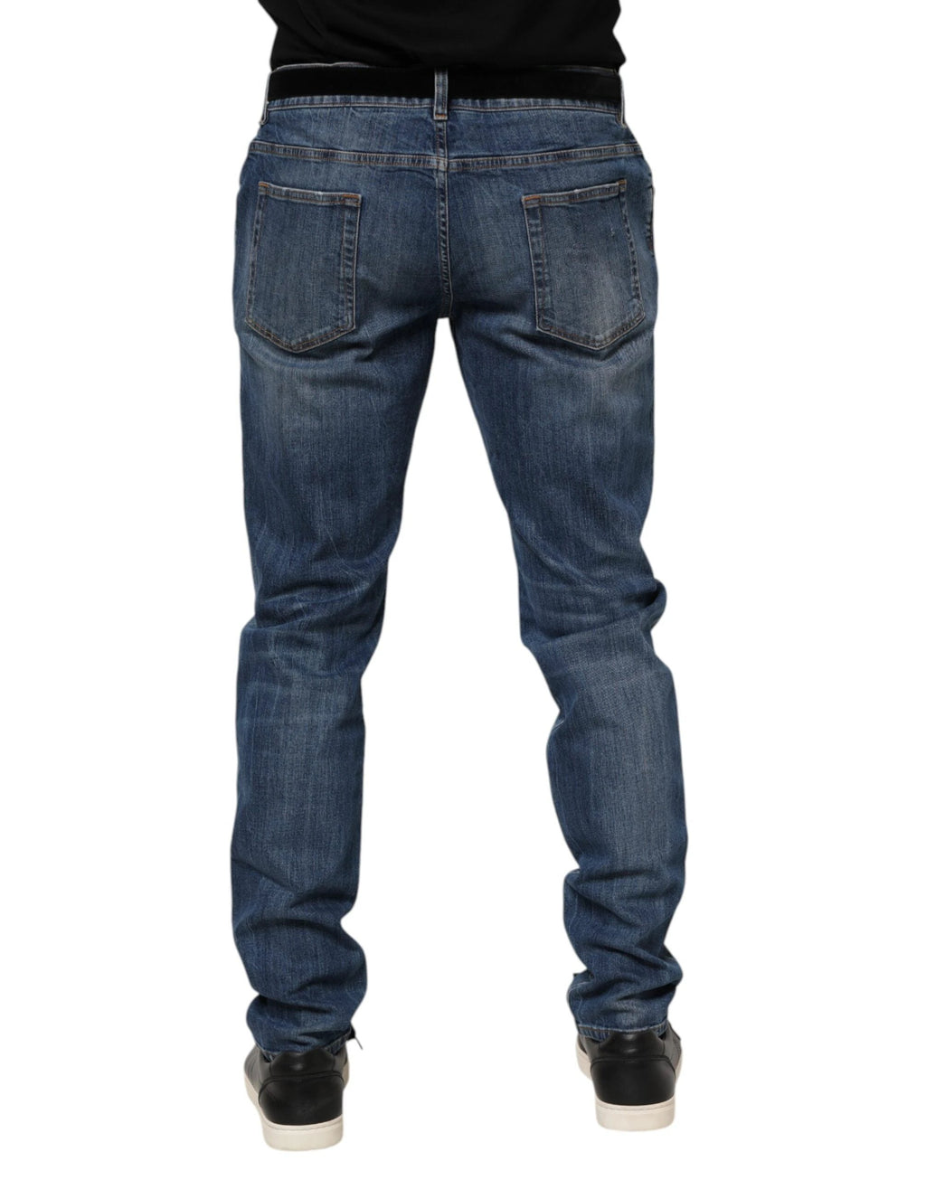 Dolce & Gabbana Blue Logo Embroidery Denim Jeans by Dolce & Gabbana