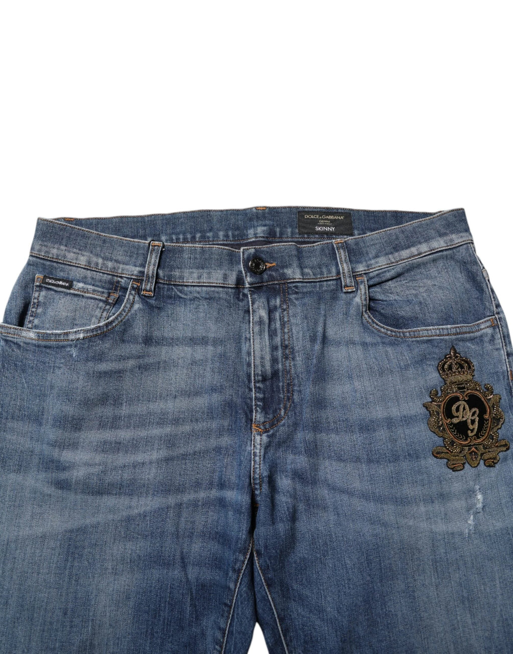 Dolce & Gabbana Blue Logo Embroidery Denim Jeans by Dolce & Gabbana