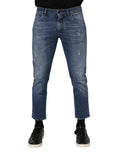 Jean en denim bleu en coton Dolce &amp; Gabbana avec logo et plaque