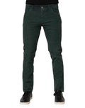 Dolce & Gabbana Green Cotton Corduroy Skinny Pants by Dolce & Gabbana