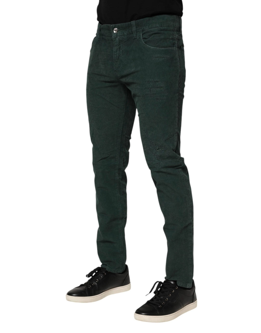 Dolce & Gabbana Green Cotton Corduroy Skinny Pants by Dolce & Gabbana