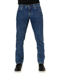 Dolce & Gabbana Blue Cotton Logo Plaque Denim Jeans by Dolce & Gabbana