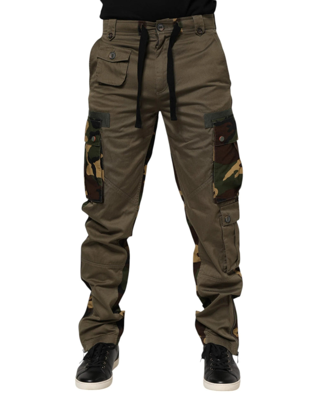 Dolce & Gabbana Brown Cotton Camouflage Cargo Pants by Dolce & Gabbana