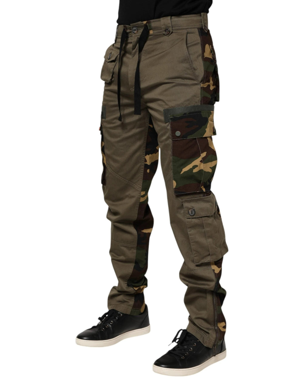 Dolce & Gabbana Brown Cotton Camouflage Cargo Pants by Dolce & Gabbana