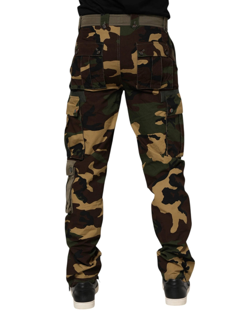 Dolce & Gabbana Brown Cotton Camouflage Cargo Pants by Dolce & Gabbana