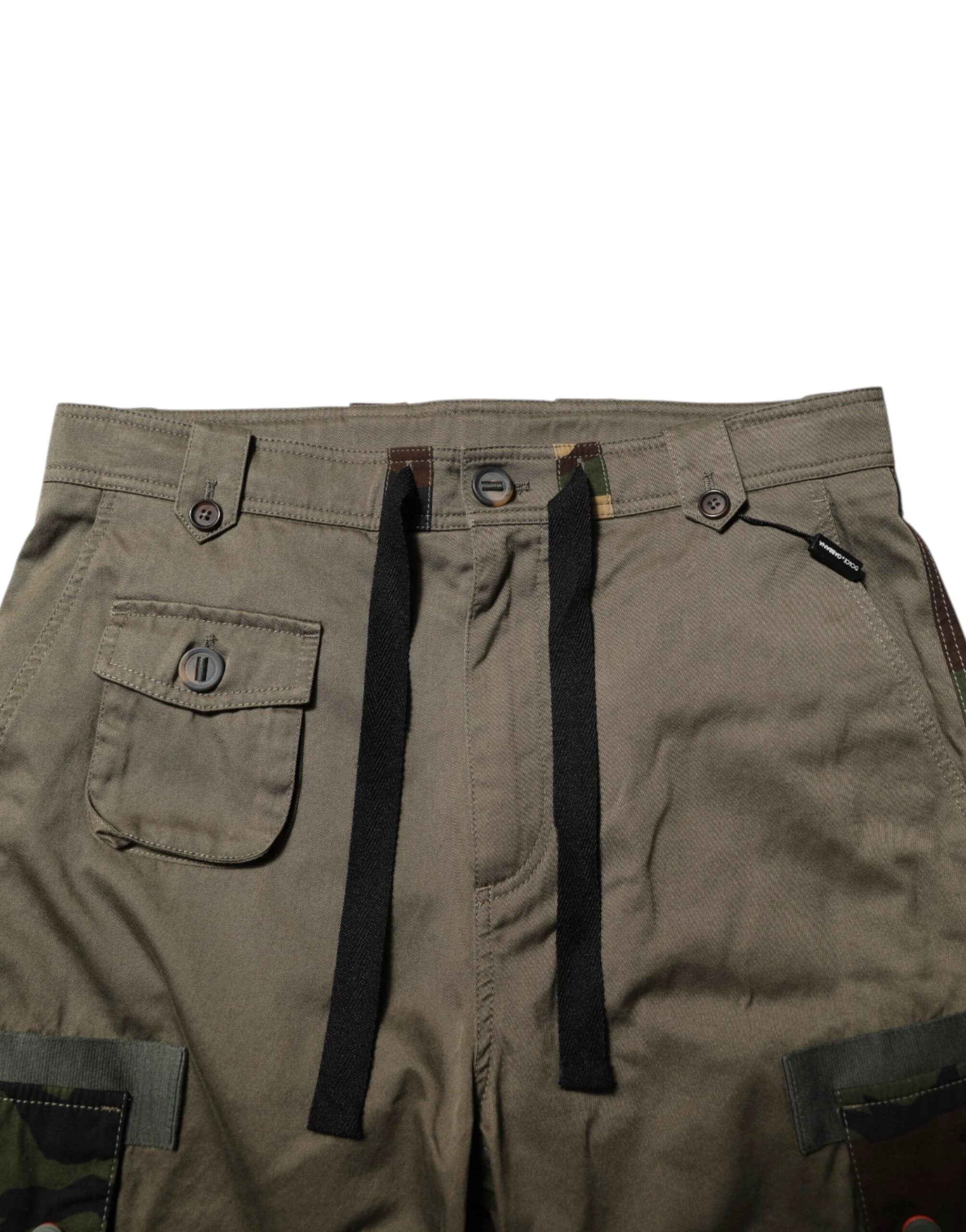 Dolce & Gabbana Brown Cotton Camouflage Cargo Pants by Dolce & Gabbana