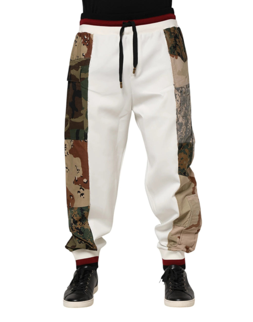 Dolce & Gabbana White Patchwork Jogger Pants by Dolce & Gabbana