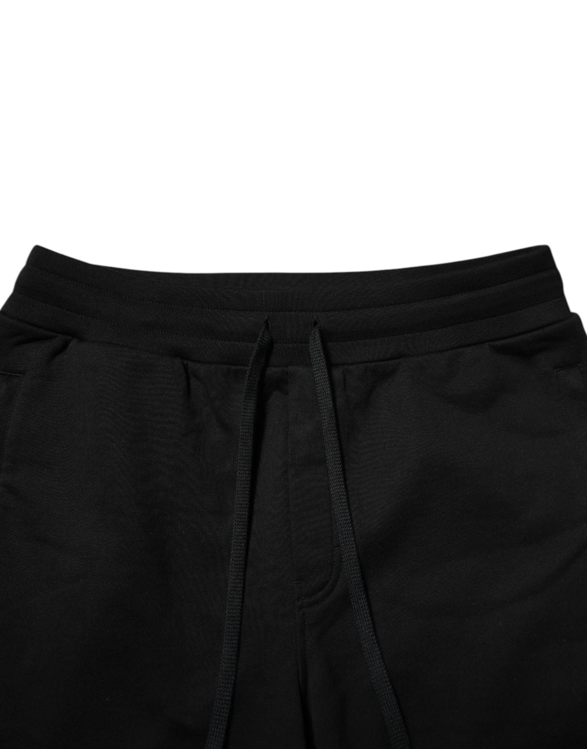 Dolce & Gabbana Black Cotton Logo Tape Men Jogger Pants by Dolce & Gabbana