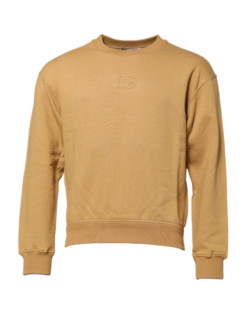 Dolce & Gabbana Mustard Cotton DG Embossed Pullover Sweater by Dolce & Gabbana