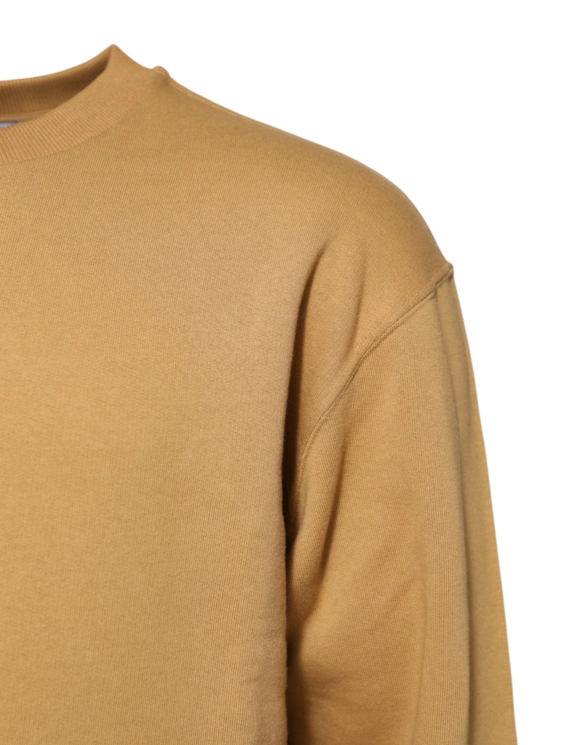 Dolce & Gabbana Mustard Cotton DG Embossed Pullover Sweater by Dolce & Gabbana