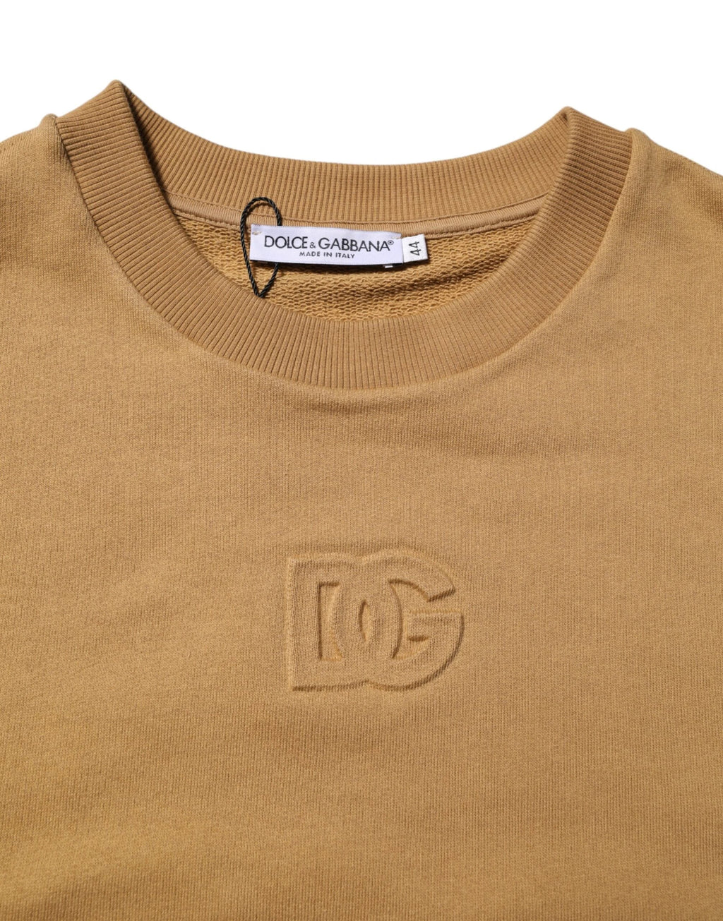 Dolce & Gabbana Mustard Cotton DG Embossed Pullover Sweater by Dolce & Gabbana