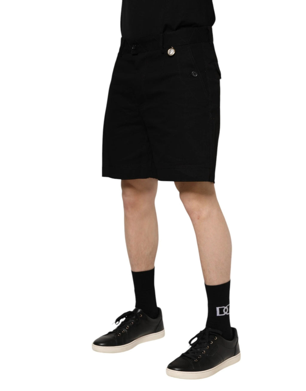 Dolce & Gabbana Black Cotton Knee Length Men Bermuda Shorts by Dolce & Gabbana