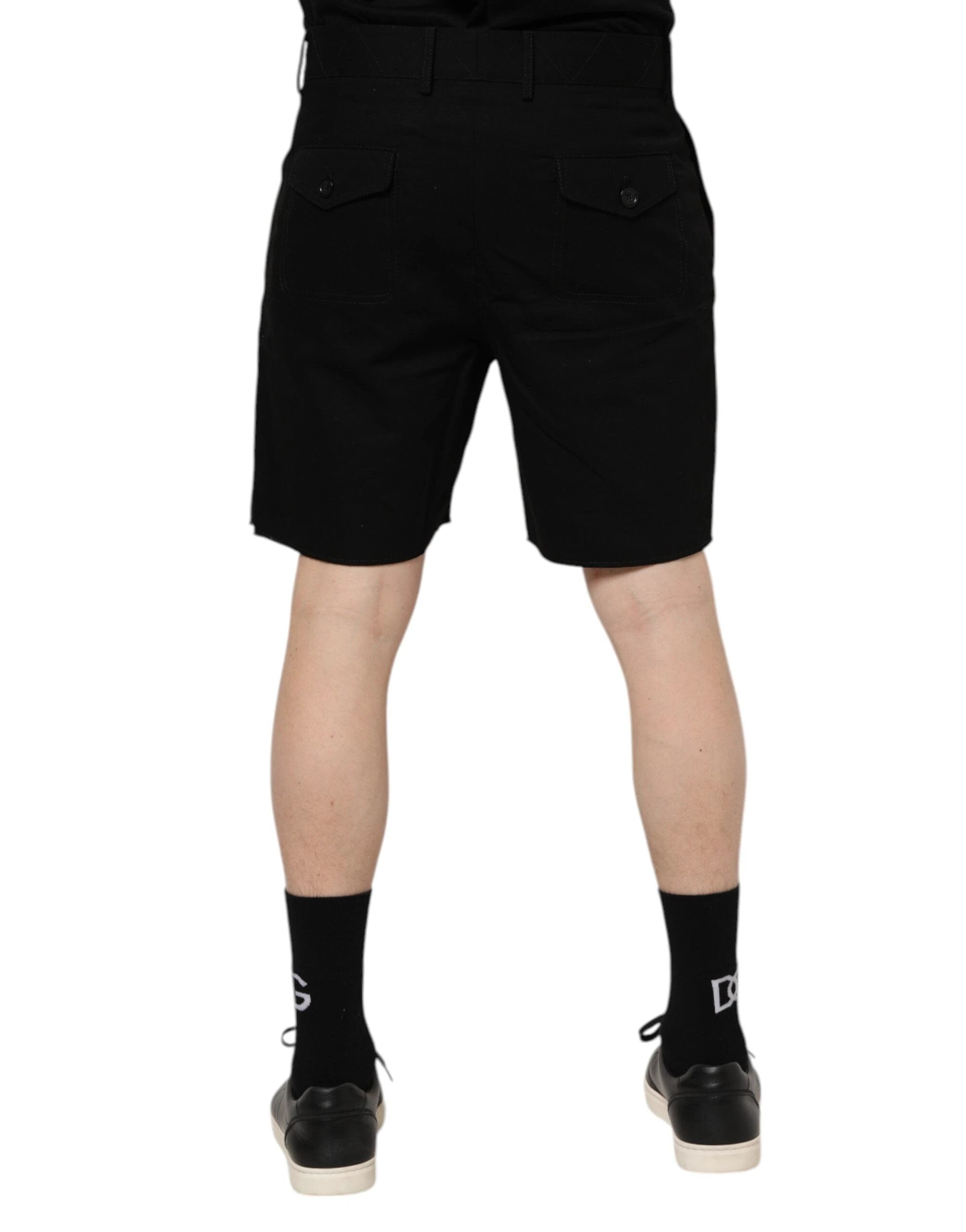 Dolce & Gabbana Black Cotton Knee Length Men Bermuda Shorts by Dolce & Gabbana