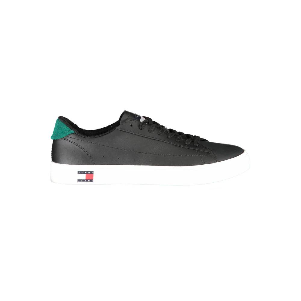 Tommy Hilfiger Black Leather Men Sneaker by Tommy Hilfiger