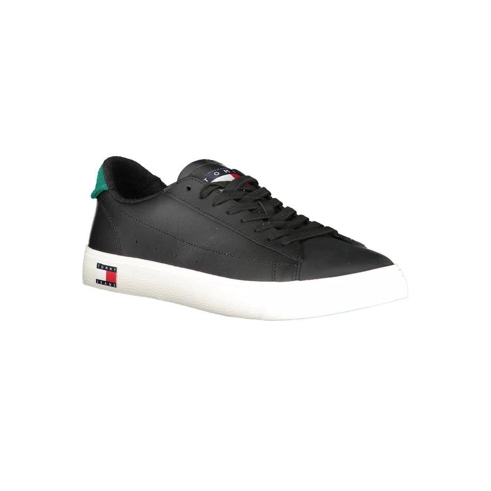 Tommy Hilfiger Black Leather Men Sneaker by Tommy Hilfiger