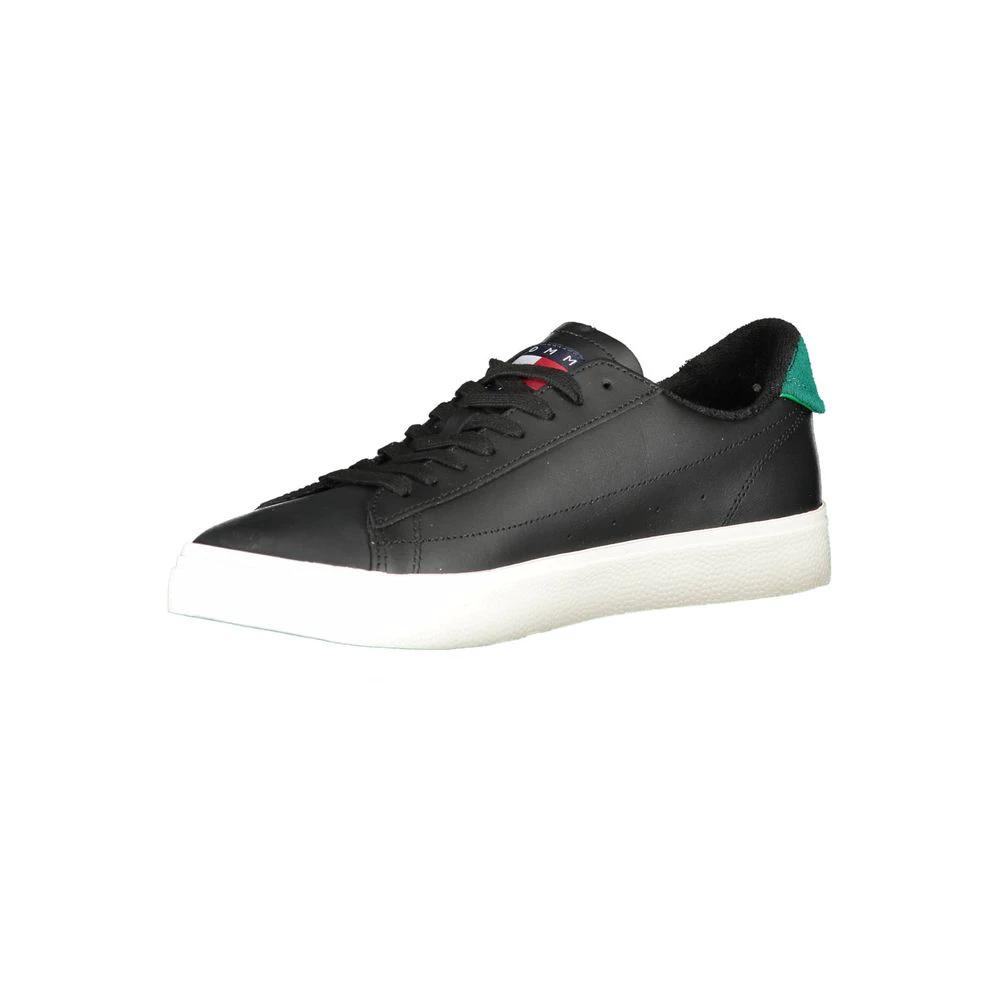 Tommy Hilfiger Black Leather Men Sneaker by Tommy Hilfiger