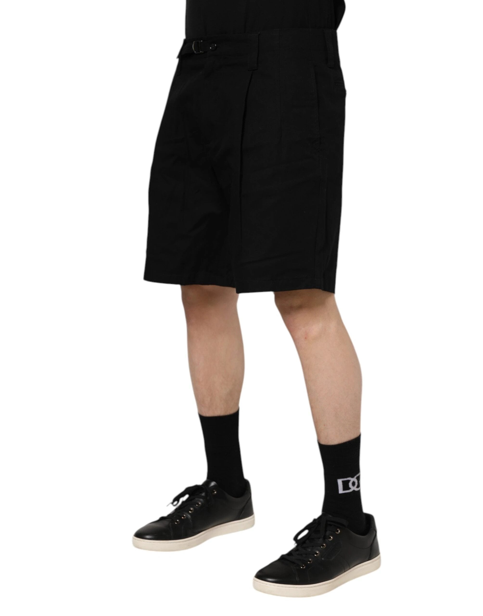 Dolce & Gabbana Black Cotton Knee Length Men Bermuda Shorts by Dolce & Gabbana