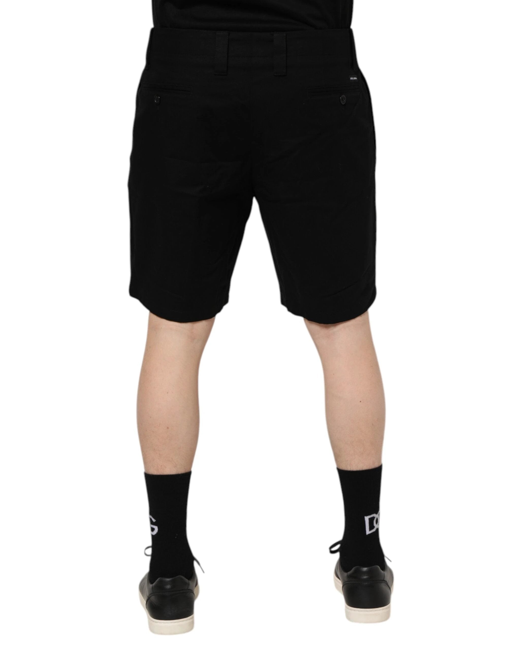 Dolce & Gabbana Black Cotton Knee Length Men Bermuda Shorts by Dolce & Gabbana