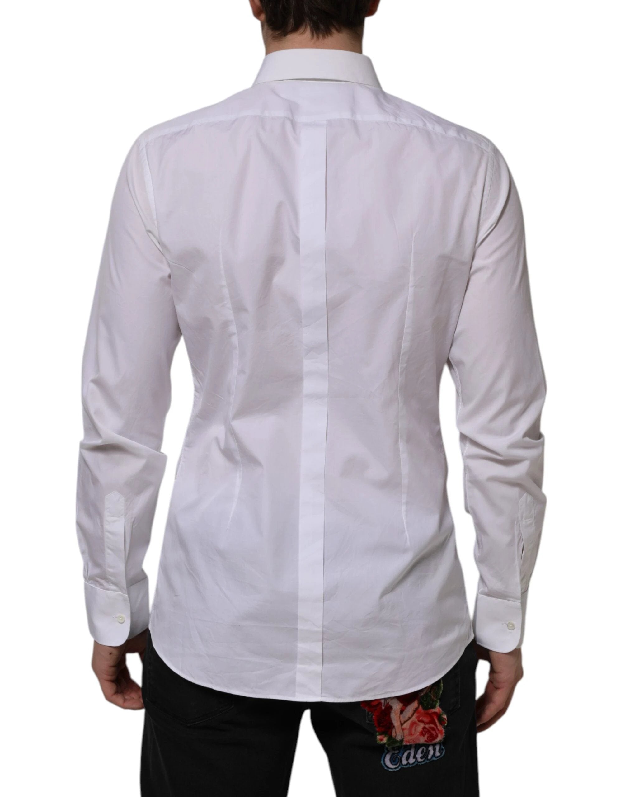 Dolce & Gabbana White Bib Cotton Poplin GOLD Formal Shirt by Dolce & Gabbana