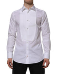 Dolce & Gabbana White Bib Cotton Popline GOLD Men Formal Shirt by Dolce & Gabbana