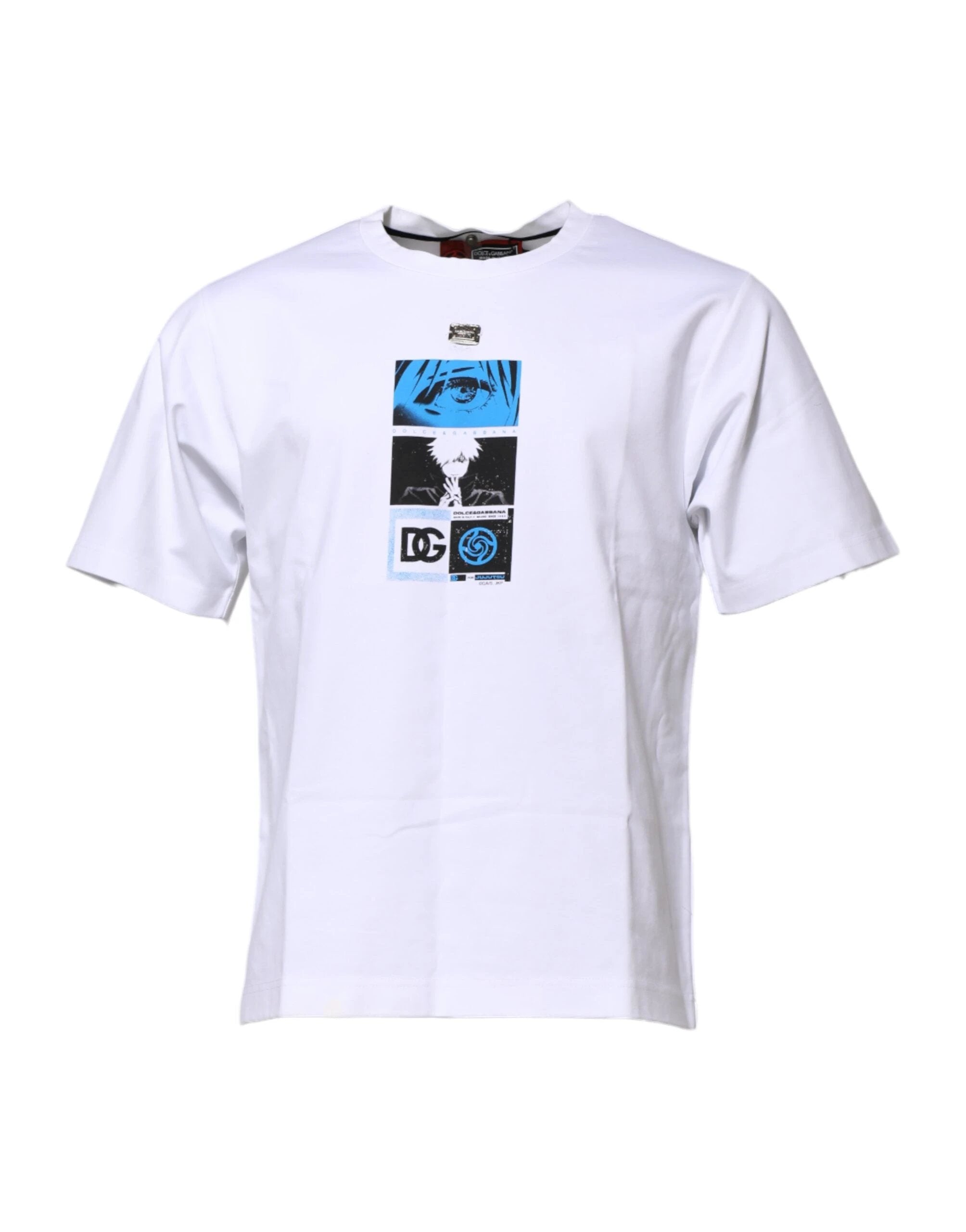 Dolce & Gabbana White Cotton Crew Neck Graphic Print T-shirt by Dolce & Gabbana