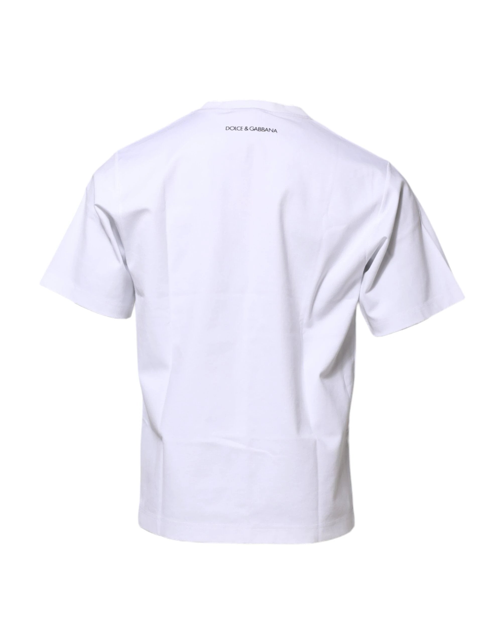 Dolce & Gabbana White Cotton Crew Neck Graphic Print T-shirt by Dolce & Gabbana