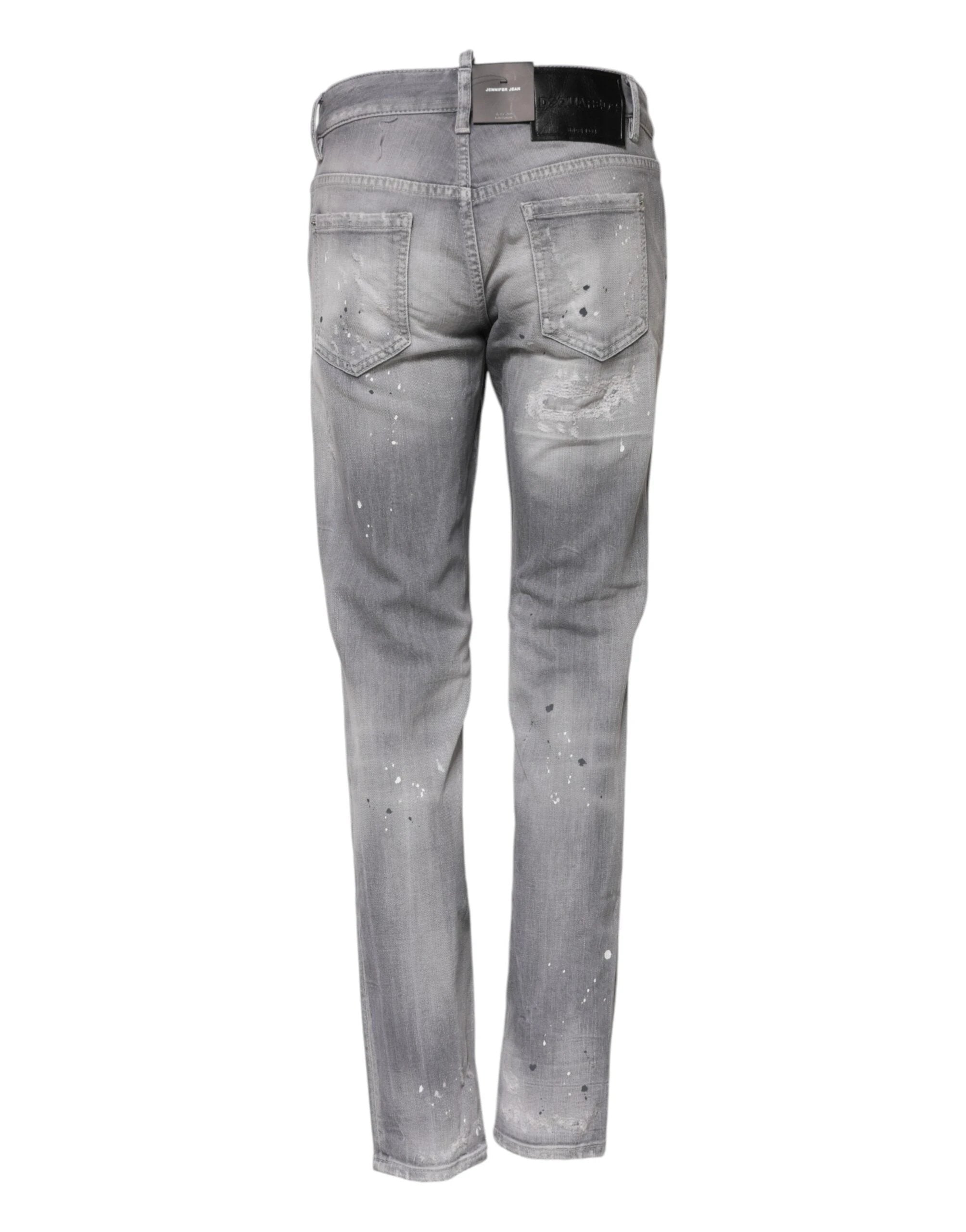 Dsquared² Gray Washed Mid Waist Tapered Denim Jeans by Dsquared²
