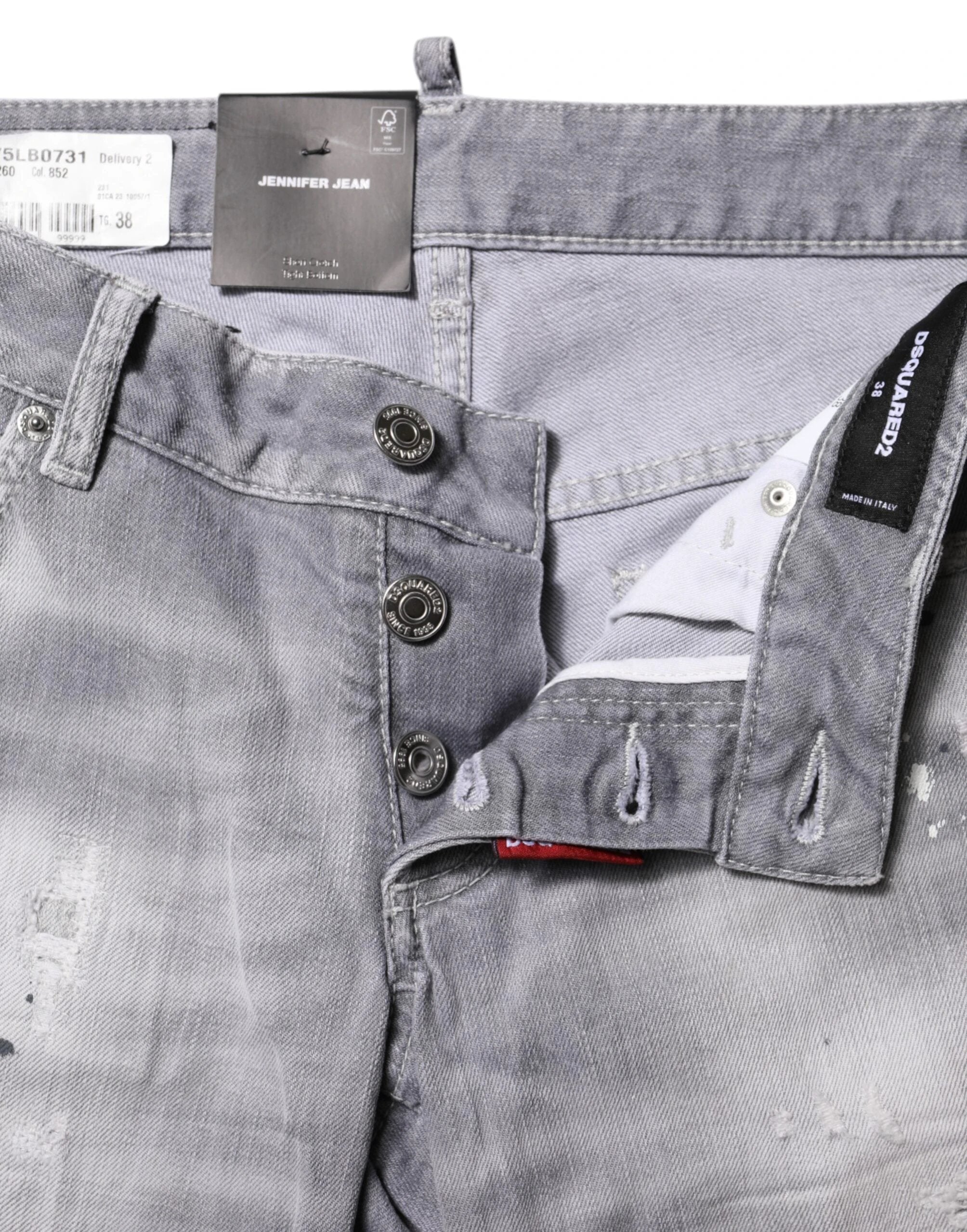 Dsquared² Gray Washed Mid Waist Tapered Denim Jeans by Dsquared²