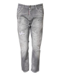 Dsquared² Gray Washed Mid Waist Tapered Jeans by Dsquared²