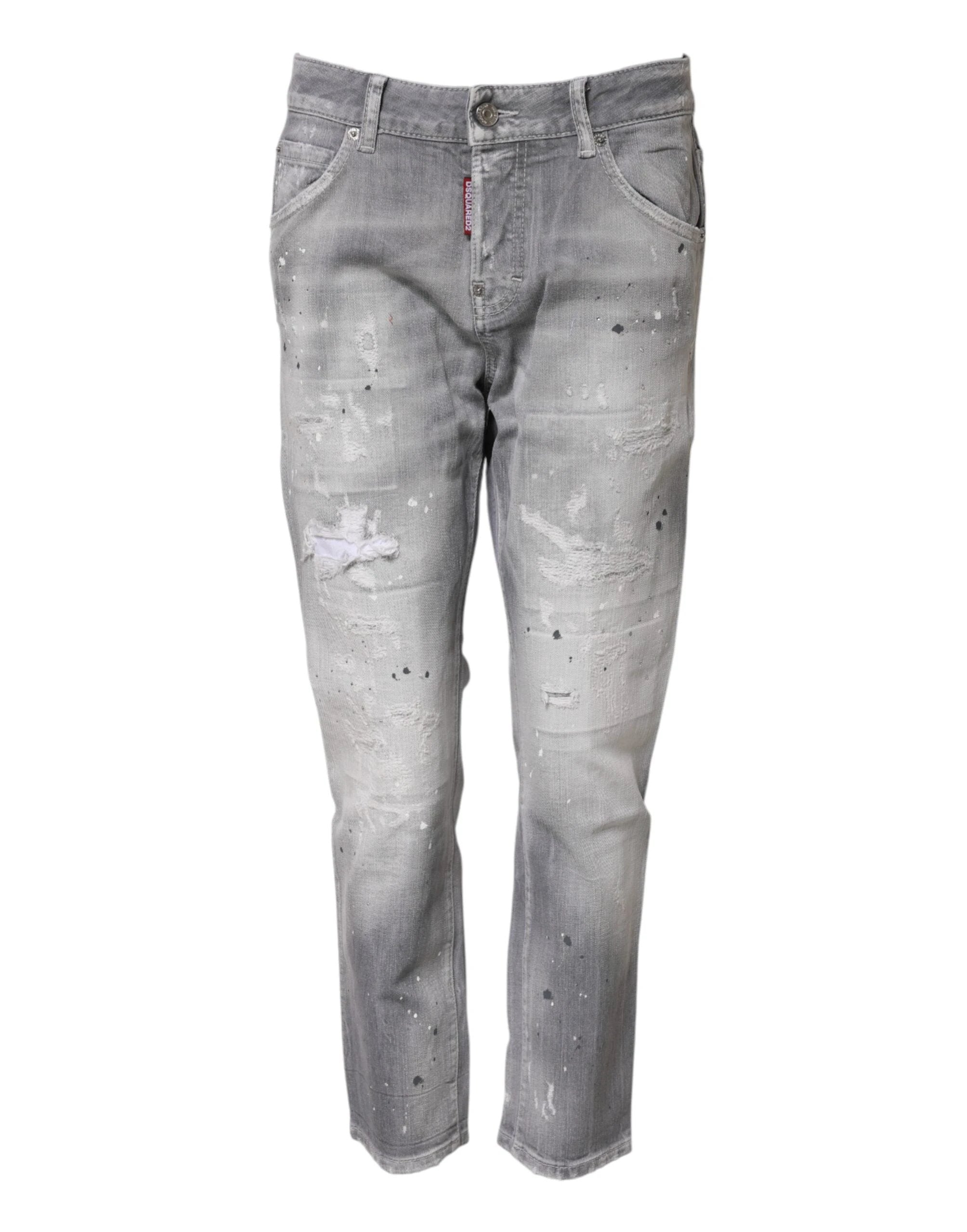 Dsquared² Gray Washed Mid Waist Tapered Jeans by Dsquared²