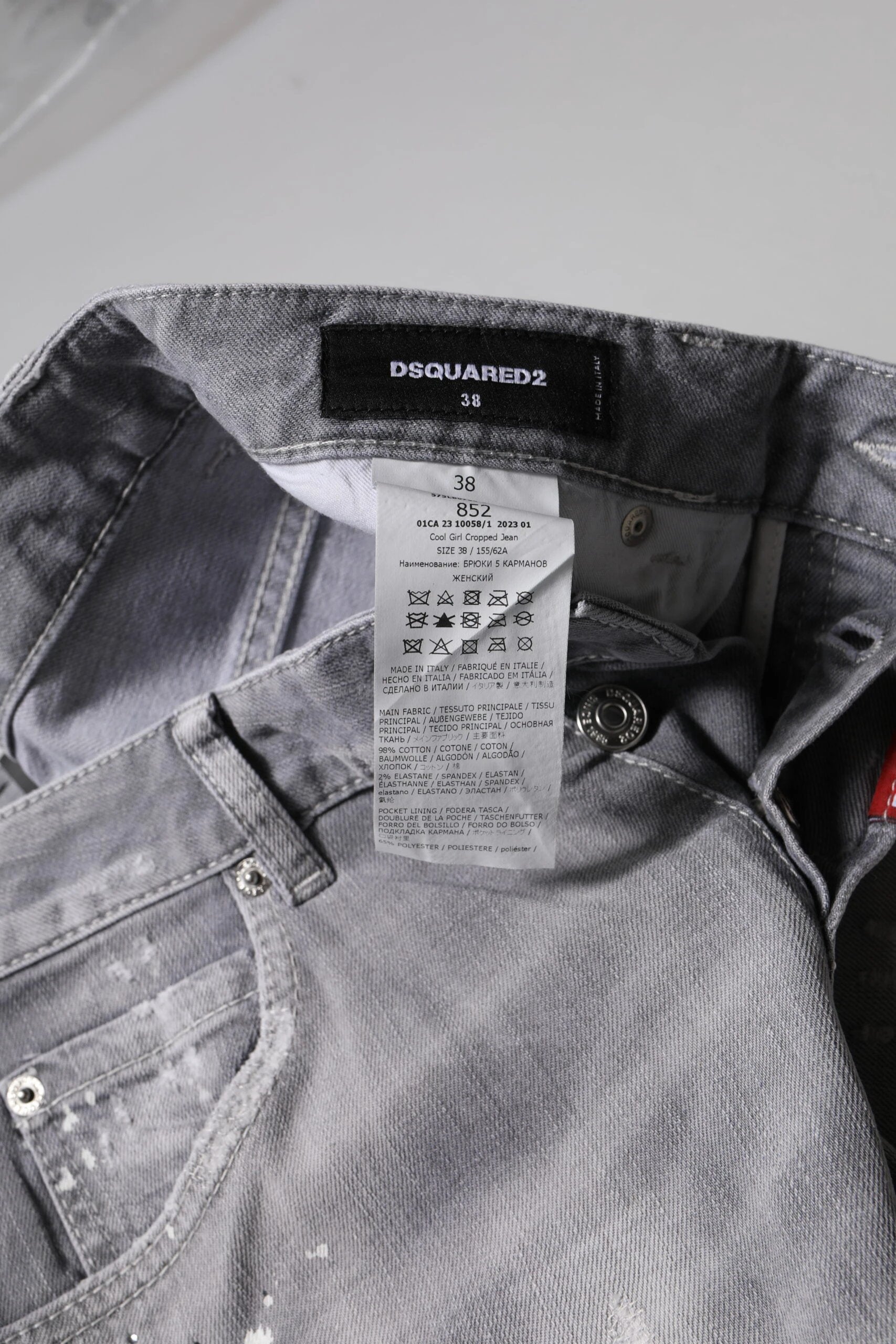 Dsquared² Gray Washed Mid Waist Tapered Jeans by Dsquared²