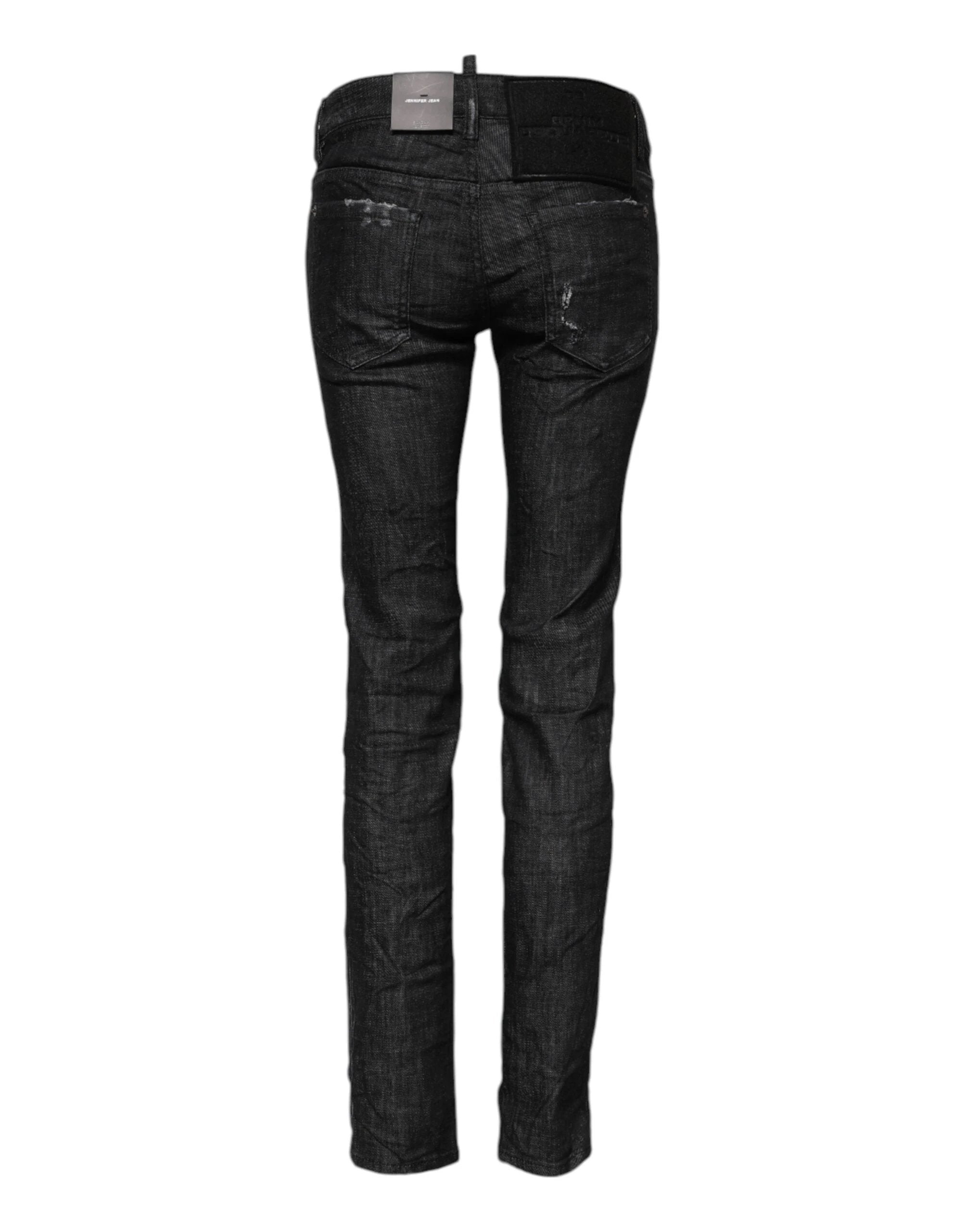 Dsquared² Black Cotton Low Waist Skinny Denim Jeans by Dsquared²