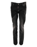 Dsquared² Black Washed Mid Waist Tapered Denim Jeans by Dsquared²