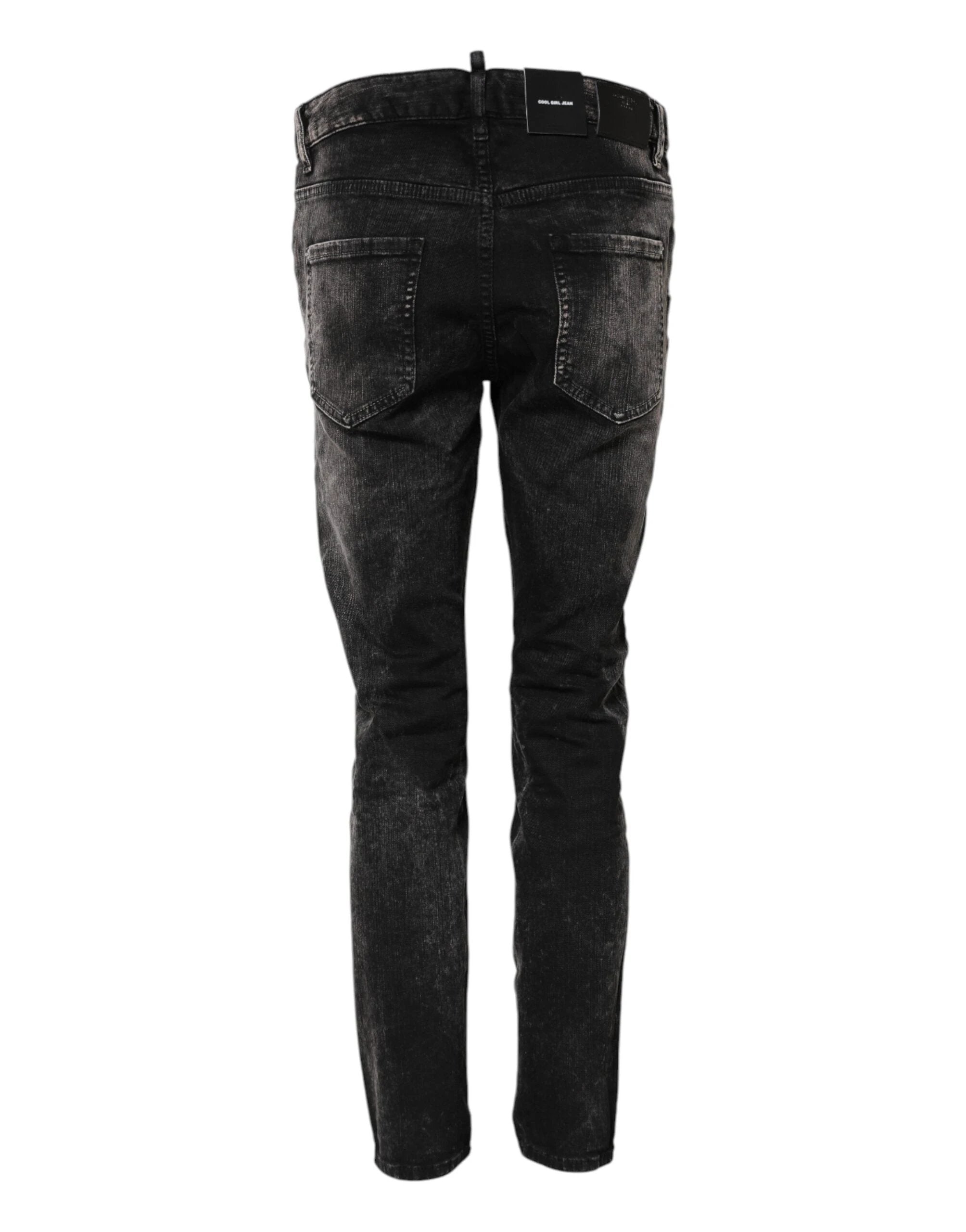 Dsquared² Black Washed Mid Waist Tapered Denim Jeans by Dsquared²