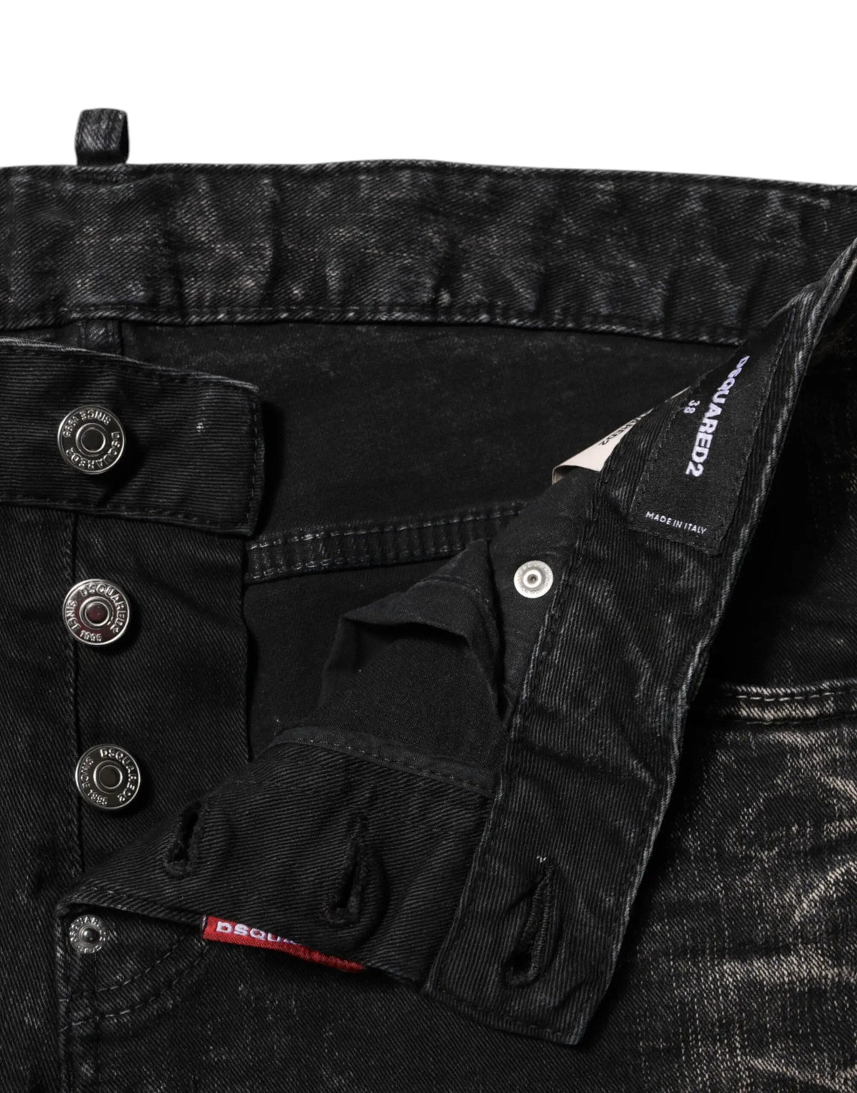 Dsquared² Dsquared² Black Washed Mid Waist Tapered Denim Jeans
