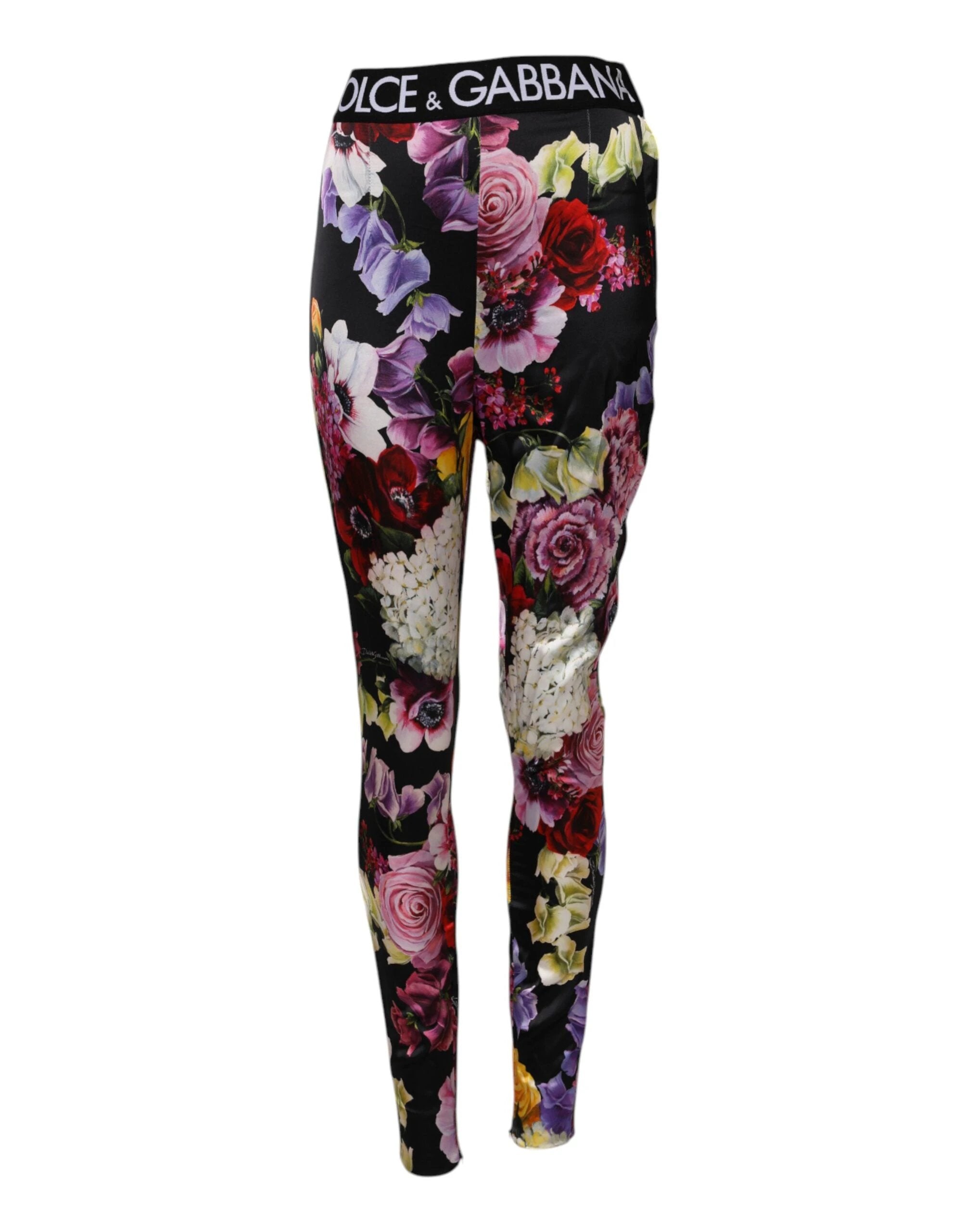 Dolce & Gabbana Multicolor Floral Legging Stretch Waist Pants by Dolce & Gabbana