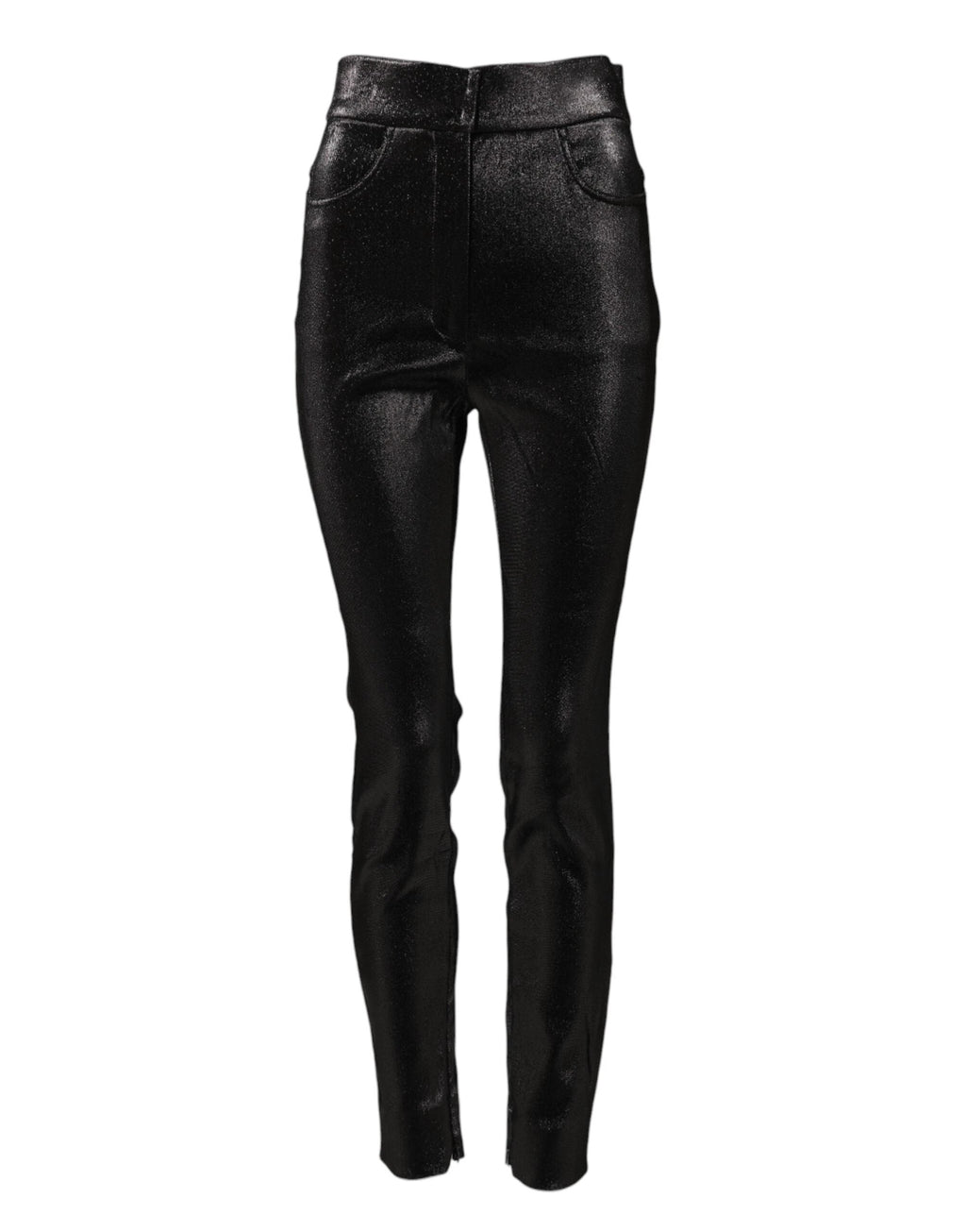 Dolce & Gabbana Black Cotton Stretch Silver Lurex Thread Pants by Dolce & Gabbana
