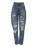 Dolce & Gabbana Blue Cotton Tattered High Waist Denim Jeans by Dolce & Gabbana