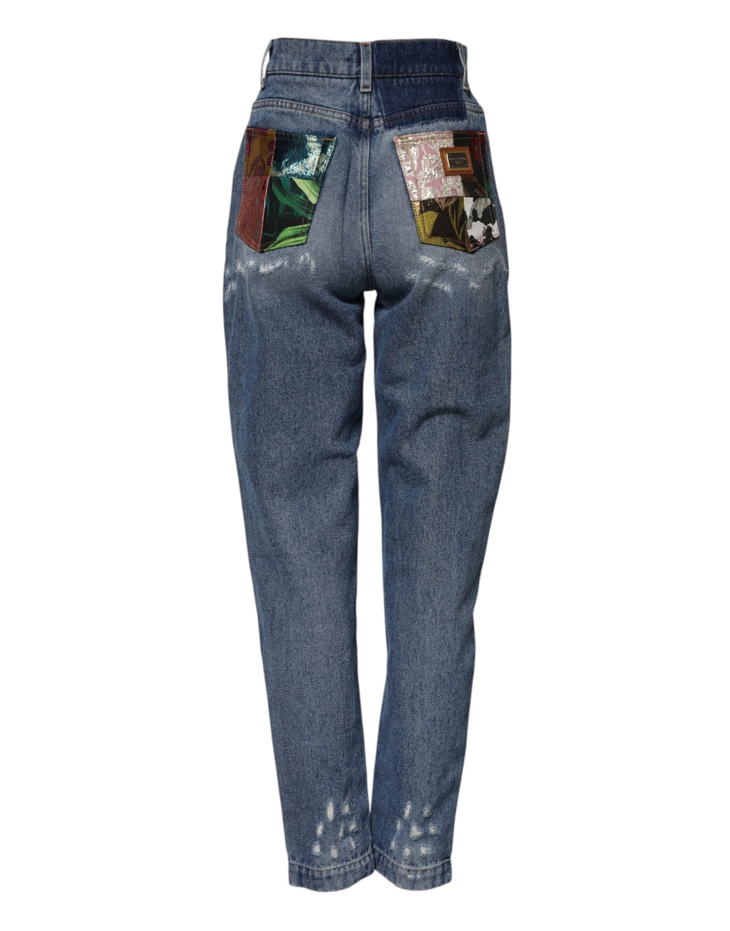 Dolce & Gabbana Blue Cotton Tattered High Waist Denim Jeans by Dolce & Gabbana