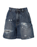 Dolce & Gabbana Blue Cotton Tattered Denim Bermuda Shorts by Dolce & Gabbana